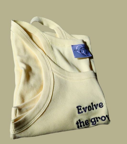 Evolve Through the Growing Pains – Embroidered Cotton Rib Tank Top
